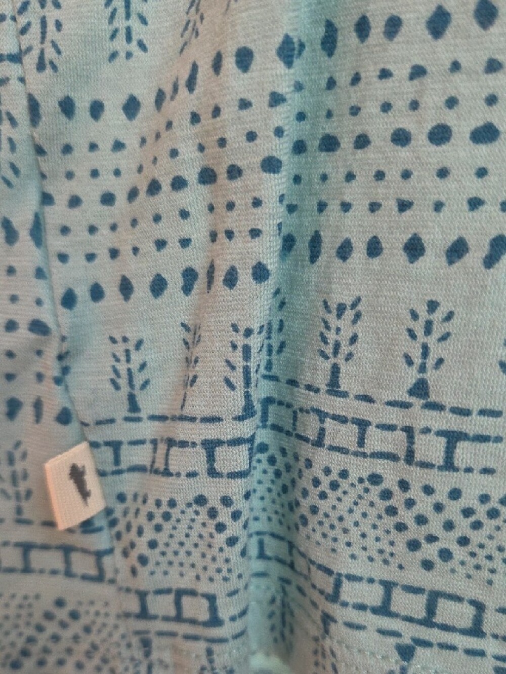 Toad&Co Light Blue Scoop Neck Short Sleeve Tee with Navy Geometric Print - Picture 5 of 6